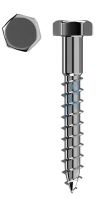 Hexagon head wood screw 5mm, white galvanized, partial thread, DIN 571